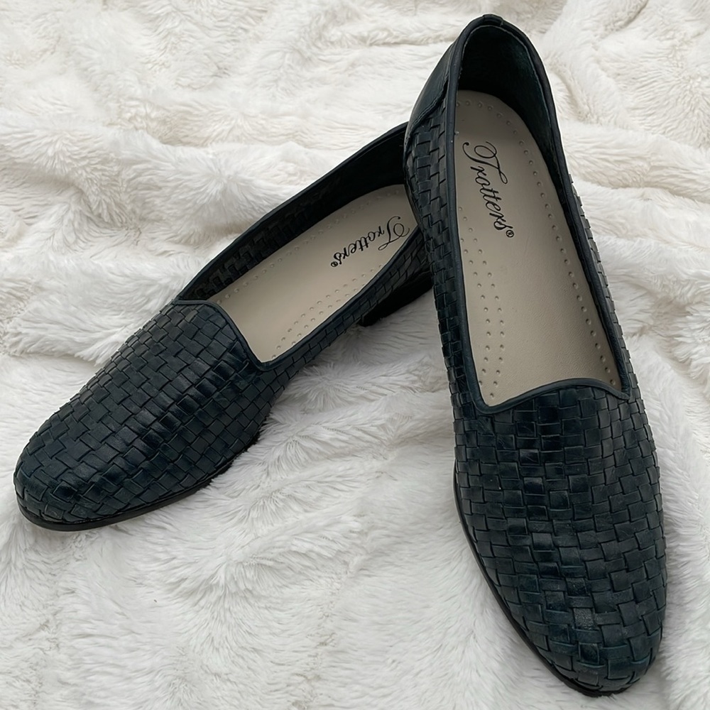 Trotters Blue Woven Leather Loafers - Narrow